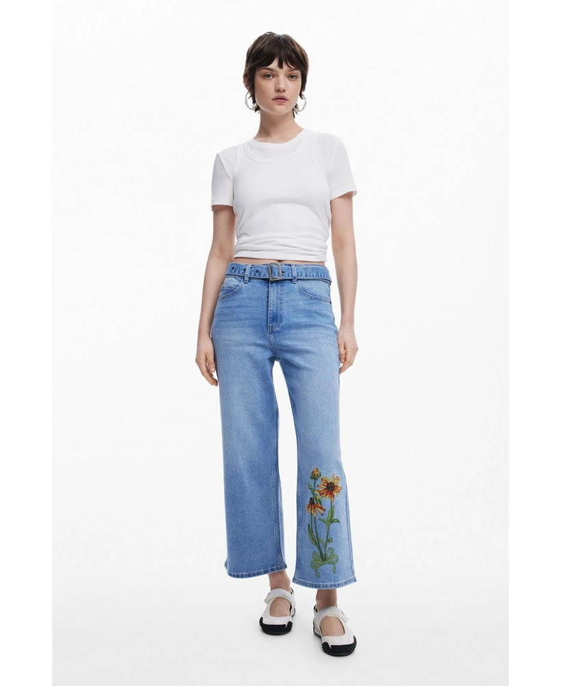 Desigual Women's Sunflower culotte jeans