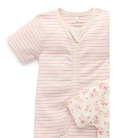 Purebaby Baby Girl Short Sleeve 2 Pack Zip Coverall
