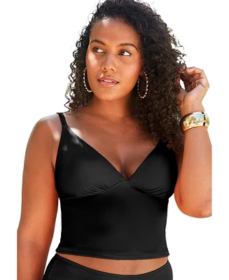 Swimsuits for All Women's Plus Essential Cropped Tankini Top