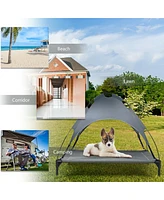 Portable Elevated Outdoor Pet Bed with Removable Canopy Shade