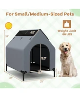Small Outdoor Elevated Pet House with Ventilated Windows