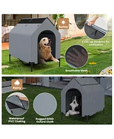 Middle Outdoor Elevated Pet House with Ventilated Windows