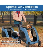 4 Wheels Extra Large Dog Stroller Foldable Pet Stroller with Dual Entry