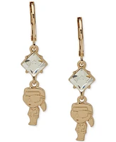 Karl Lagerfeld Paris Gold-Tone Crystal & Karl Double Drop Earrings