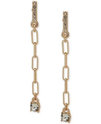 Karl Lagerfeld Paris Gold-Tone Chain Link & Crystal Linear Drop Earrings