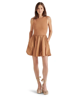 Steve Madden Women's Palermo Mixed-Media Bubble-Hem Fit & Flare Dress