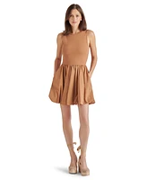 Steve Madden Women's Palermo Mixed-Media Bubble-Hem Fit & Flare Dress