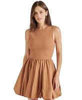 Steve Madden Women's Palermo Mixed-Media Bubble-Hem Fit & Flare Dress