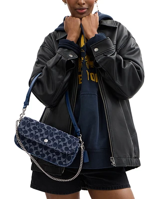 Coach Brook Flap Small Chain Bag in Signature Denim