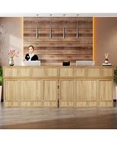 Tribesigns Reception Desk with Counter, 57-Inch Rustic Front Receptionist Table, Boho Welcome Checkout Counter for Office, Retail, Lobby, Be