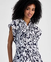 Tommy Hilfiger Women's Floral-Print Linen-Blend Shirt Dress