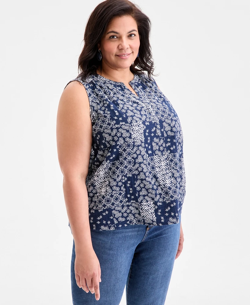 Style & Co Plus Printed Tank Top, Exclusively at Macy's