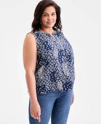 Style & Co Plus Printed Tank Top, Exclusively at Macy's