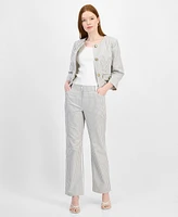 T Tahari Women's Striped Cotton Straight-Leg Pants
