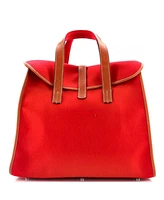 Pre-Owned Hermes Feu2Dou Tote Wool and Leather