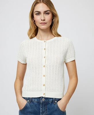 French Connection Women's Pointelle Button-Front Cardigan