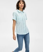 Nautica Jeans Women's Jasmin Jacquard Cotton Camp Shirt