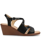 Journee Collection Women's KedzieII Buckle Wedge Sandals