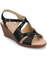 Journee Collection Women's KedzieII Buckle Wedge Sandals