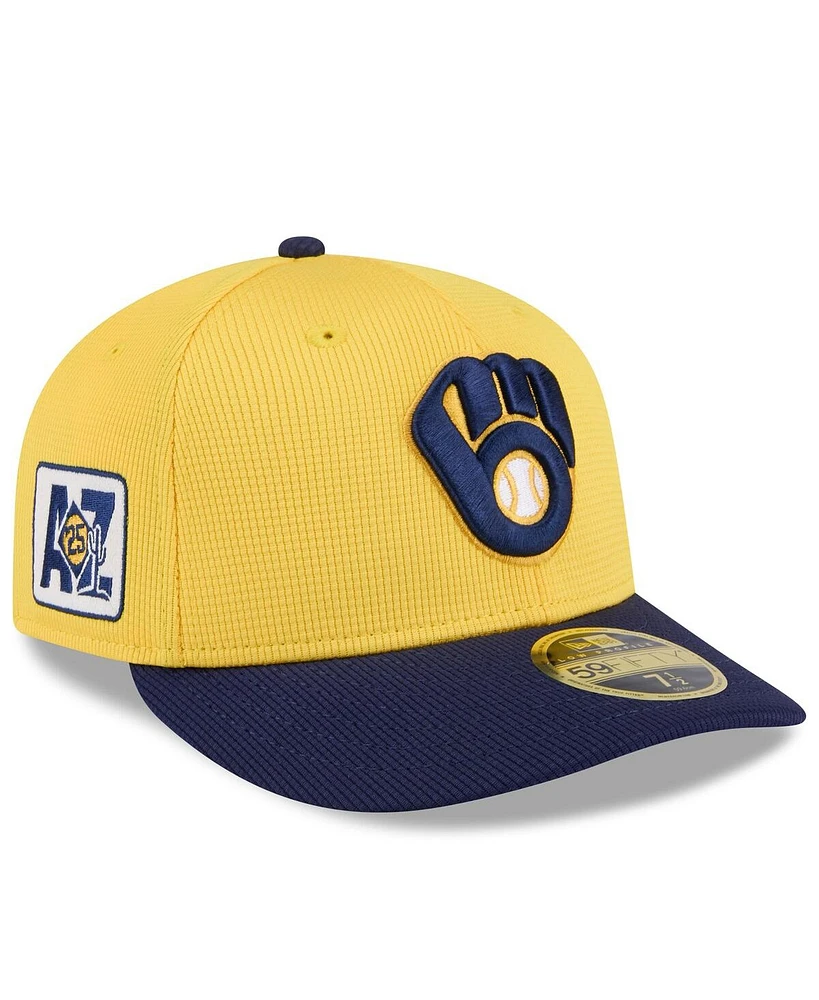 New Era Men's Gold/Navy Milwaukee Brewers 2025 Spring Training Low Profile 59FIFTY Fitted Hat