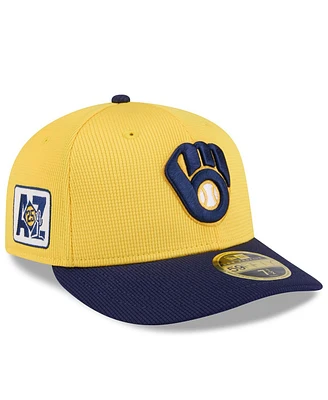 New Era Men's Gold/Navy Milwaukee Brewers 2025 Spring Training Low Profile 59FIFTY Fitted Hat