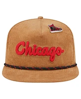 New Era Men's Tan Chicago Bulls Victory Grove Corduroy Sneaker Pin Golfer Adjustable Hat