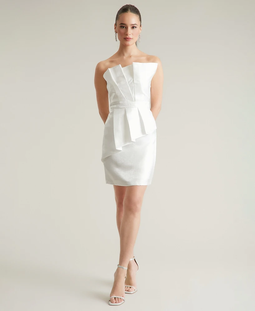 ivy + blu Women's Pleated Bustier Peplum Mini Dress