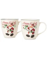 Winterberry Naughty & Nice Porcelain Mugs, Set of 2