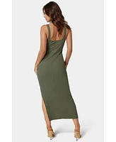 bebe Women's V-Neck Tank Rib Maxi Dress