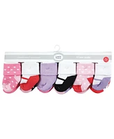 Luvable Friends Infant Girl Grow with Me Cotton Terry Socks, Coral Lilac Mary Janes, 0-6 and 6-12 Months