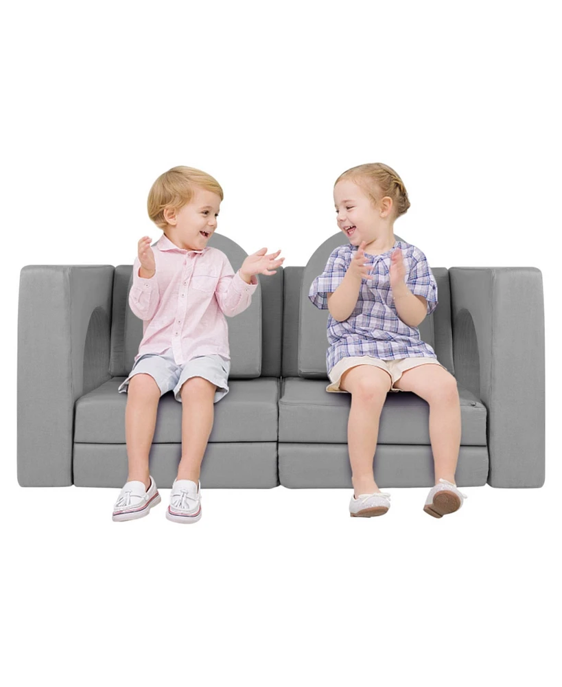 8-Piece Modular Kids Play Couch with Comfy Versatile Seating for Toddlers