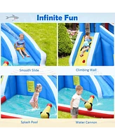 4-in-1 Inflatable Water Slide Park with Long Slide Ultimate Outdoor Playset for Kids