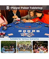 8-Player Foldable Poker Table Top with Carrying Bag and Cup Holders Compact Portable for Home Games