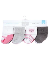 Hudson Baby Cotton Rich Baby Terry Socks 16-Pack, Bear Girl, 0-6 Months