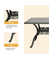 7pcs Patio Furniture Set Cast Aluminium Outdoor Dining Set 6 Outdoor Dining Chairs and 71 Inches Rectangular Dining Table for Balcony Porch Backyard G