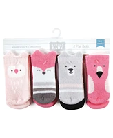 Hudson Baby Cotton Rich Baby Terry Socks 16-Pack, Pink Animals, 0-6 Months