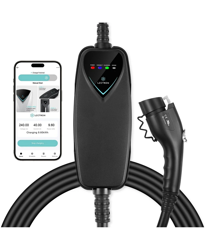 Lectron Level 2 J1772 Charger (WiFi Version) - 240V, 40 Amp, Nema 14-50 Plug, 16 ft Extension Cord - Portable Electric Car Charger for J1772 Evs