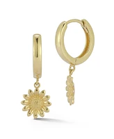 Rachel Zoe Fine Jewelry 14K Gold Flower Charm Hoop Earrings