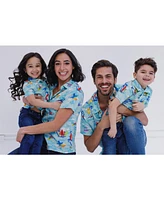 Sesame Street Big Bird Cookie Monster Elmo Oscar the Grouch Matching Family Hawaiian Button Down Shirt Infant to Little Kid