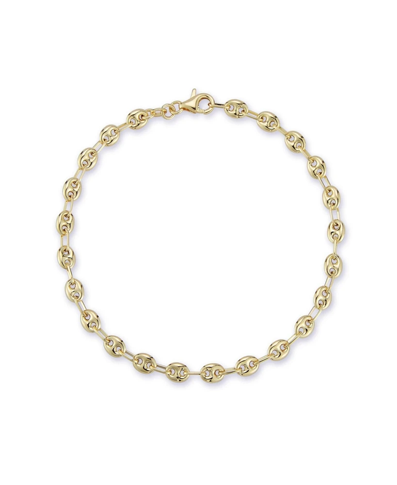 Rachel Zoe Fine Jewelry 14K Gold Puff Mariner Link Chain Bracelet, Made in Italy