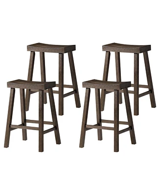 Maven Lane Vincent Wooden Rustic Aesthetic Kitchen Counter Stool, Set of 4