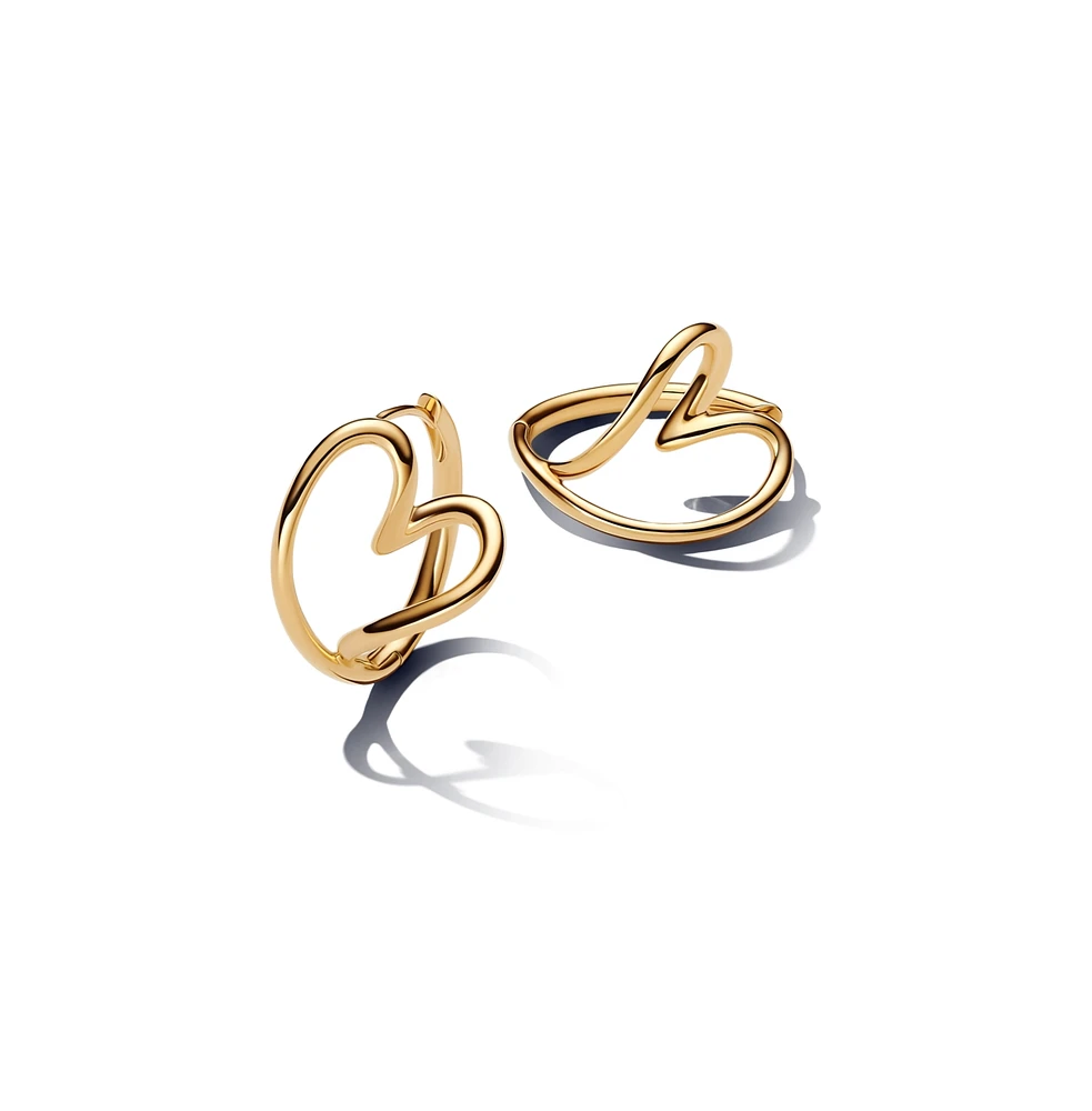 Pandora Gold Plated Heart Shaped Hoop Earrings