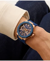 Guess Men's Multifunction Blue Silicone Watch, 45mm