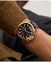 Guess Men's Multifunction Black Genuine Leather Watch