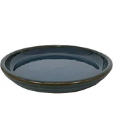 Ceramic Outdoor Flower Pot Saucers Set of 2 - Uv- and Frost-Resistant - Forest Lake Green - 12-Inch