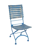 Cafe Couleur European Chestnut Wooden Folding Bistro Chair - Indoor or Outdoor Use - Blue - Set of 4