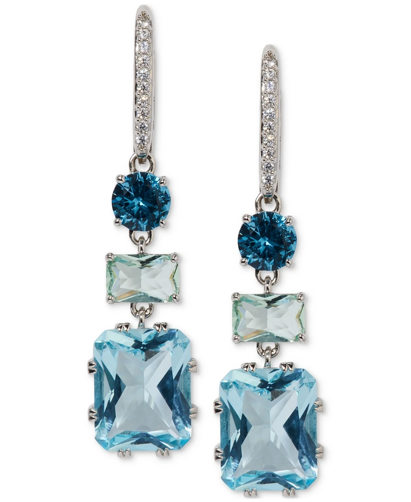 Eliot Danori Silver-Tone Mixed Stone Triple Drop Earrings, Exclusively at Macy's