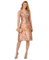 Adrianna Papell Women's Floral Jacquard Midi Dress