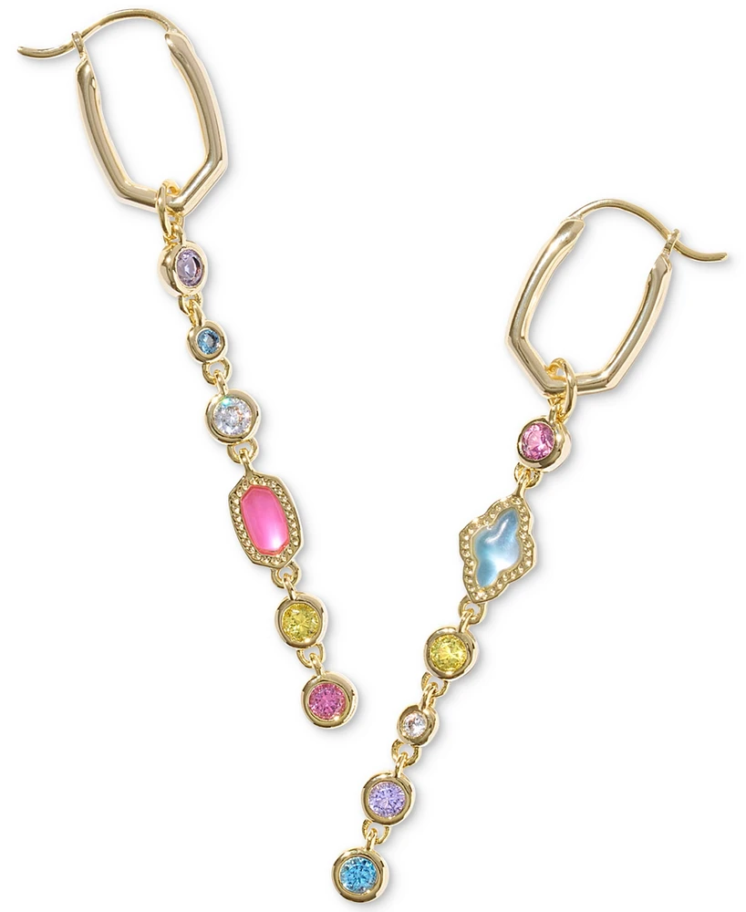 Kendra Scott 14k Gold-Plated Mixed Stone Mismatch Charm Huggie Hoop Earrings