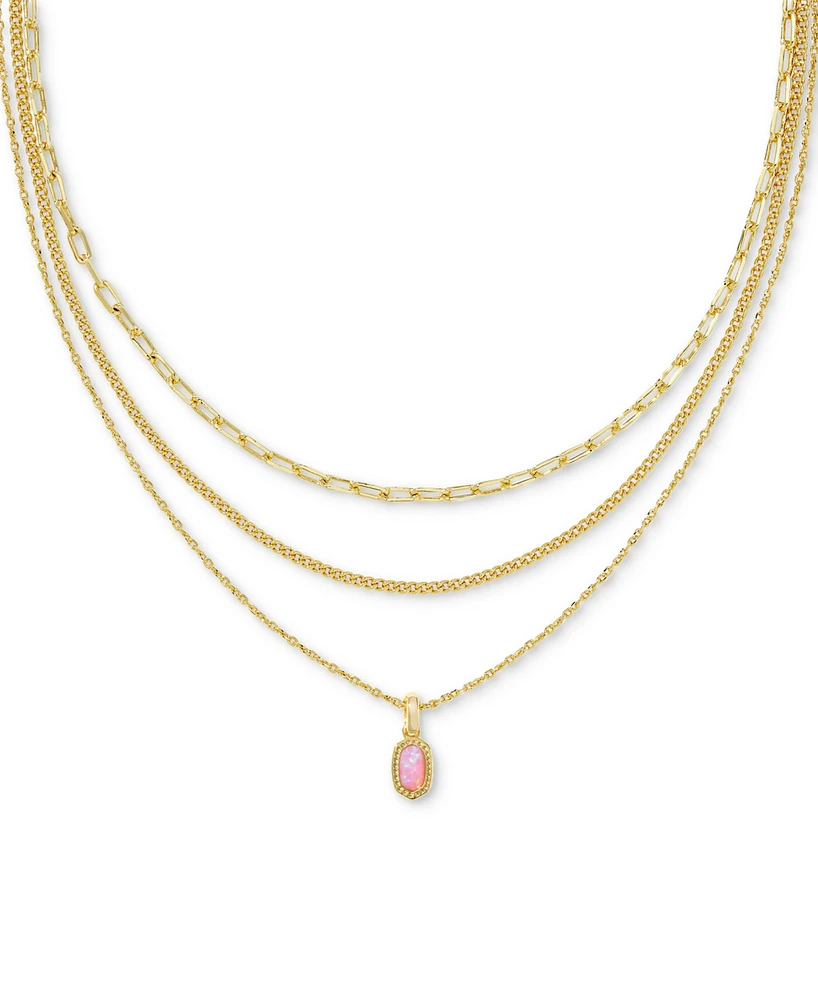 Kendra Scott 14k Gold-Plated Kyocera Opal Layered Pendant Necklace, 14" + 4" extender